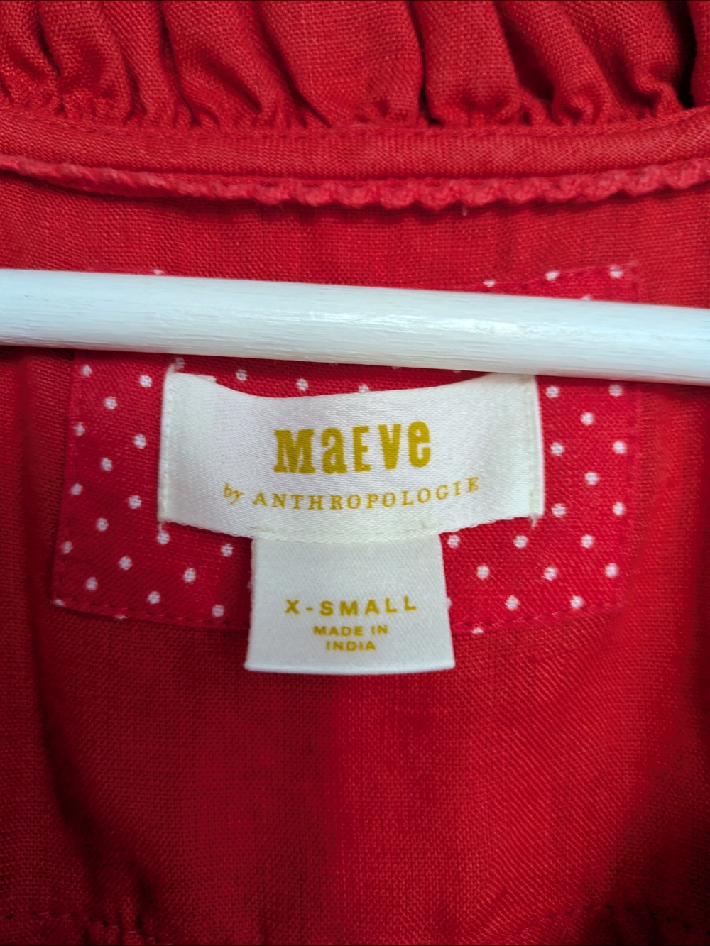 Anthropologie Maeve 100% Linen Audie Puff Sleeve Blouse Red Size XS Boho Coastal - Picture 3 of 8